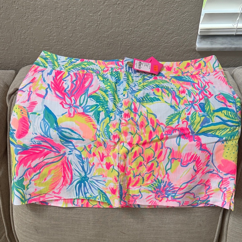 Lilly Pulitzer Neon Floral Print Mini Skirt - Pink, Yellow, Green, Blue